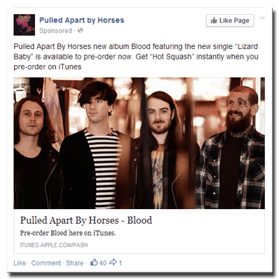 Facebook sponsored post by Pulled Apart By Horses
