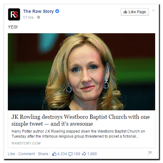 JK Rowling clickbait link on Twitter