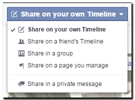 Facebook share post options